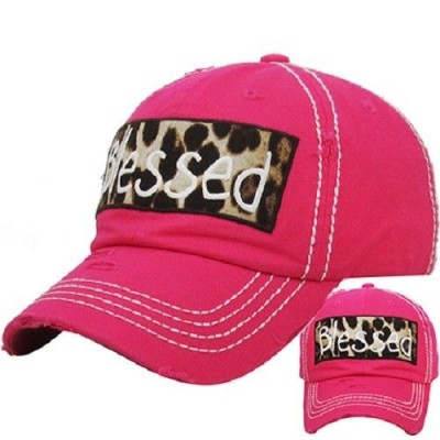  BLESSED  Ladies Cap Leopard Hot Pink Factory Distressed Hat  eb-05019129